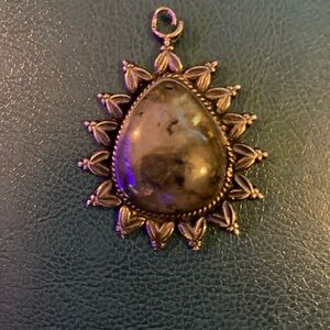 Brass Tone Pendant Brown Gold Swirl Acrylic